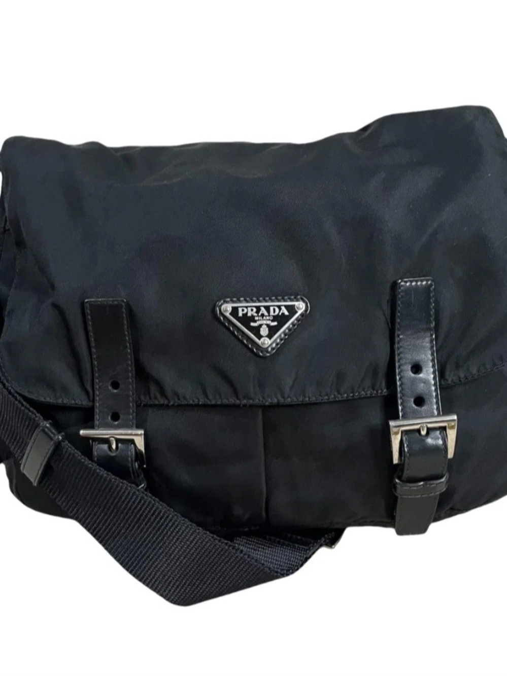 Prada Black Nylon Messenger Bag for Men